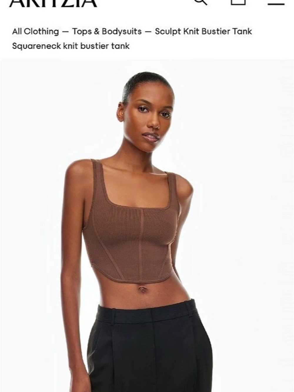 Aritzia Babaton Sculpt Knit Bustier Tank Brown Size Small